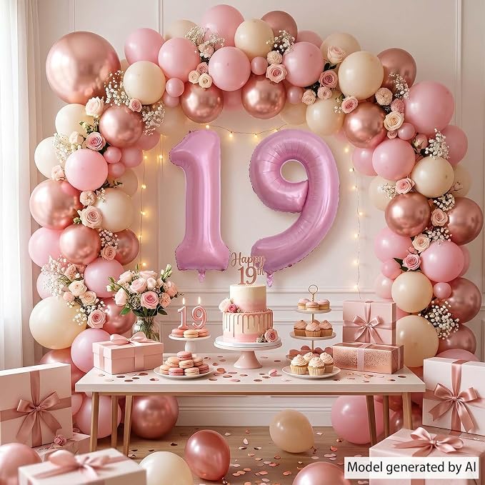 Pearlescent Pink Number 19 Balloon 40 Inch, Shiny Foil - Image 3