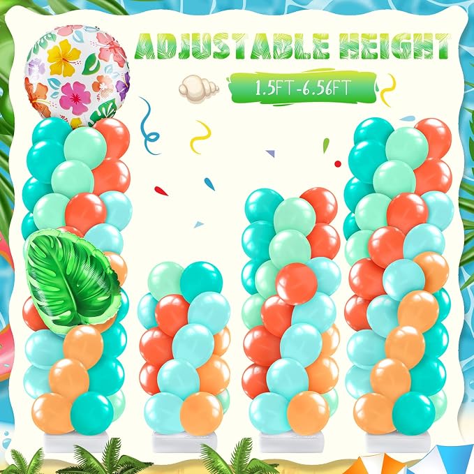 Kasyat 2 Sets Tropical Balloon Column Stand Kit Hawaiian Balloon Arch Garland - Image 5