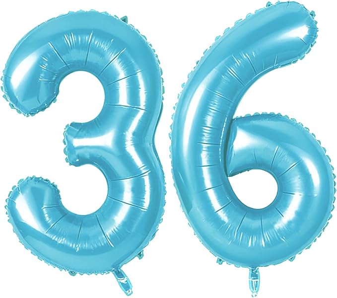 Number 36 Balloons for 36th Birthday Party Decorations, 0-100 Large No.36 by Joycard