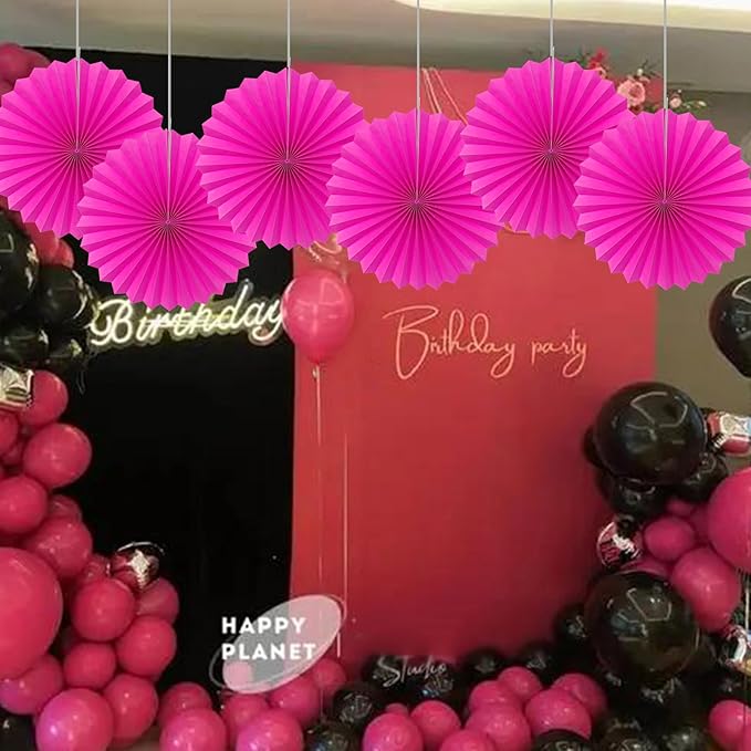 Red Graduation Party Decor,Girls Party Decorations ,Party Supplies Party Fans 16in, Anniversary Decorations for Party,Wedding Graduation Events Accessories 30 Color DIY Set （Rose Red）