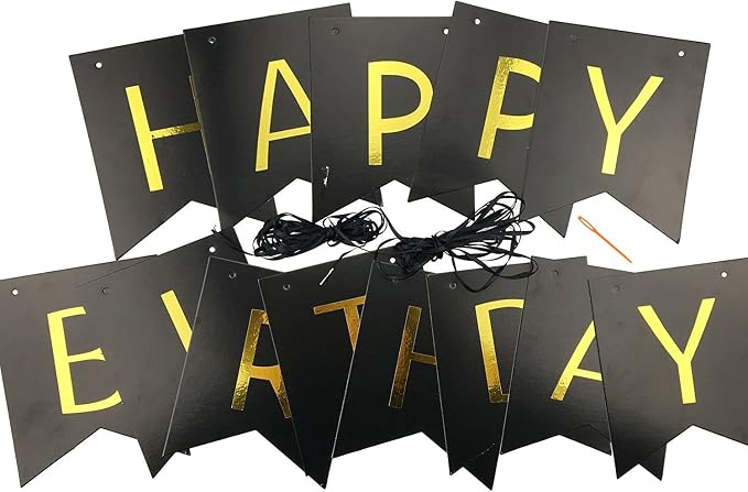Fecedy Black Happy Birthday Bunting Banner - Image 4