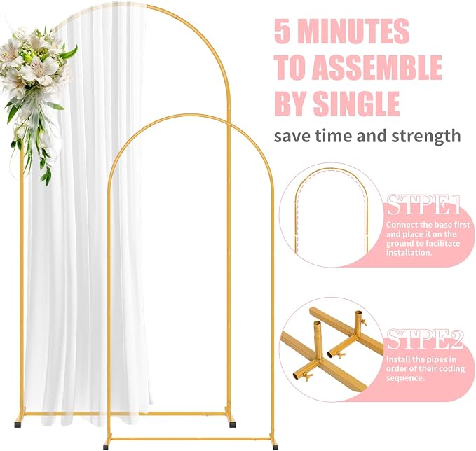 2 Pack Arch Backdrop Stand and Cover Set, Balloon Arch Stand | Metal Background - Image 3
