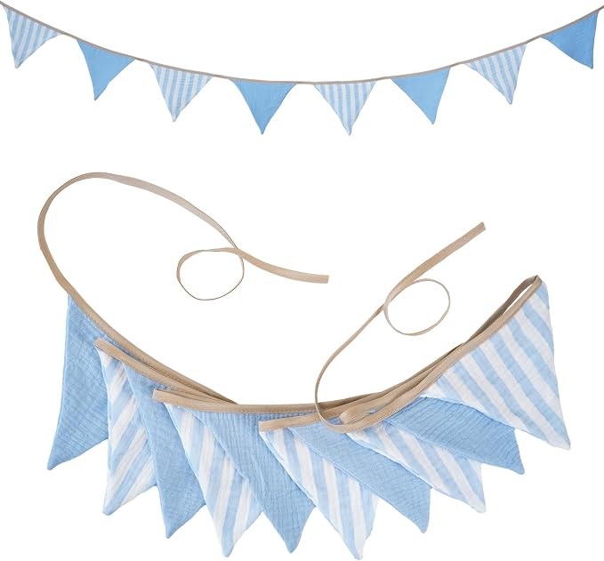 2Pcs Triangle Bunting Flag No-DIY Cotton Fabric Garland Reusable Party Banner by DIAKOPES