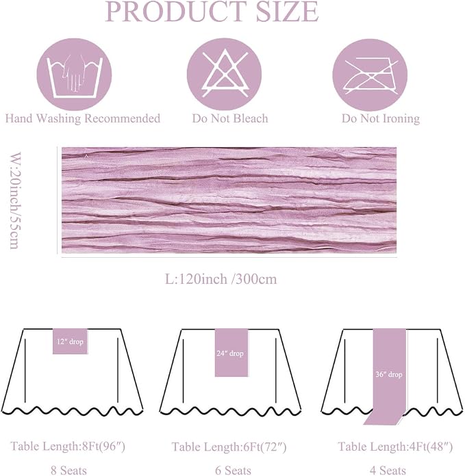 12Pack Lavender Cheesecloth Table Runner 20 x 120 inch Gauze Table Runner | - Image 3