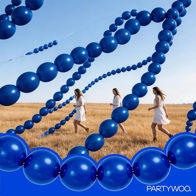 PartyWoo Royal Blue Linking Balloons 100pcs 12 Inch Dark Blue Link Balloons | - Image 7