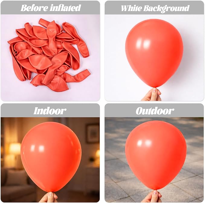 Voircoloria 66pcs Coral Red Pastel Red Latex Party Balloons, 12inch | - Image 3