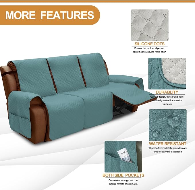 XINEAGE Water Resistant Recliner Cover, 3 seat Recliner Sofa Covers - Image 4
