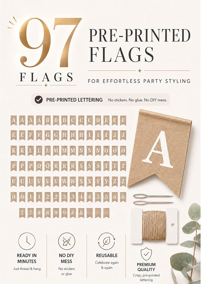 Pre-Printed Banner Kit – 97 BURLAP Flags - Image 7