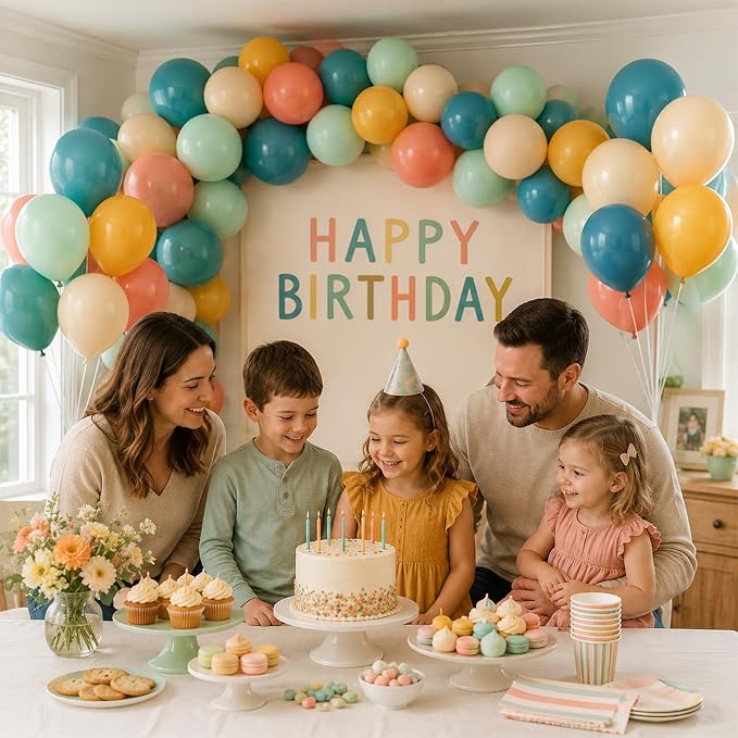 Colorful Balloons, Retro Boho Carnival Rainbow Baby Shower Sun Party Decorations - Image 3