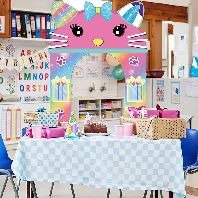 Cat House Themed Party Door Decorations Cute Cartoon Doll Cat Porch Banner | - Image 7