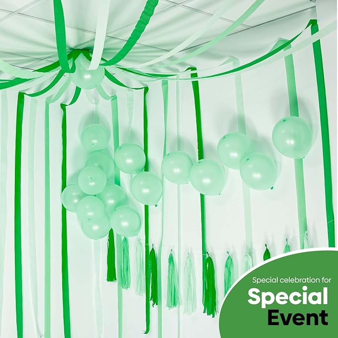 8 Green Streamers with White, 656ft Pack of Crepe Paper Party Decorations | - Image 6
