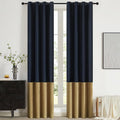 Navy Gold Velvet Blackout Curtains Luxury Decor 96 inches, Color Block | Living by ModernShinyVelvetCurtains