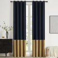 Navy Gold Velvet Blackout Curtains Luxury Decor 108 inches, Color Block | by ModernShinyVelvetCurtains