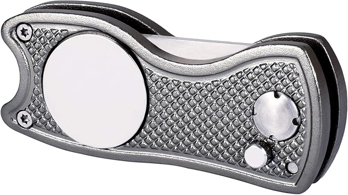 Mile High Life Microfiber Waffle Pattern Golf Towel | Club Groove Cleaner Brush | Foldable Divot Tool with Magnetic Ball Marker (Gray Towel/Brush/Fish Divot)