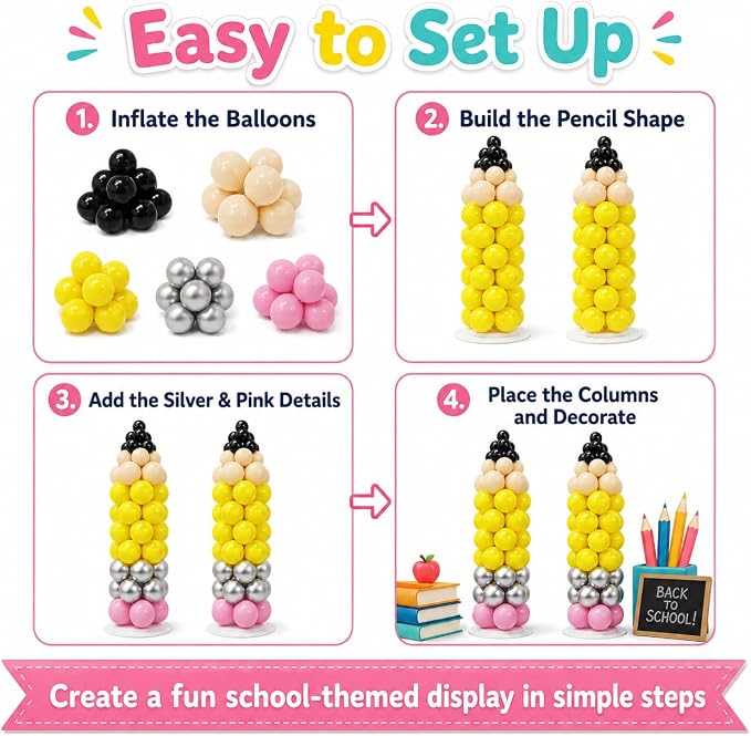 163Pcs Back to School Pencil Balloons | 12Inch Pencil Colorful Balloon DIY Arch - Image 5