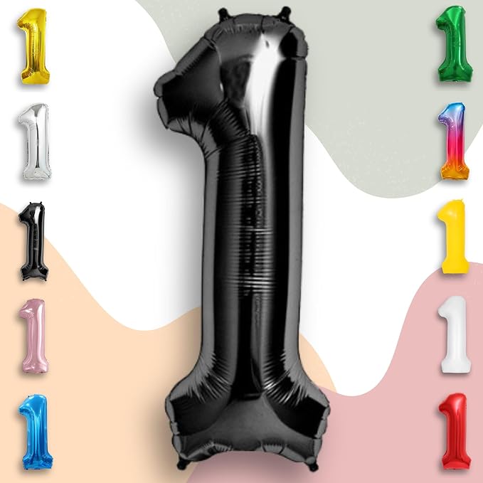 Black Number Balloon 1 Mylar Foil Balloons 40 inch - Image 5