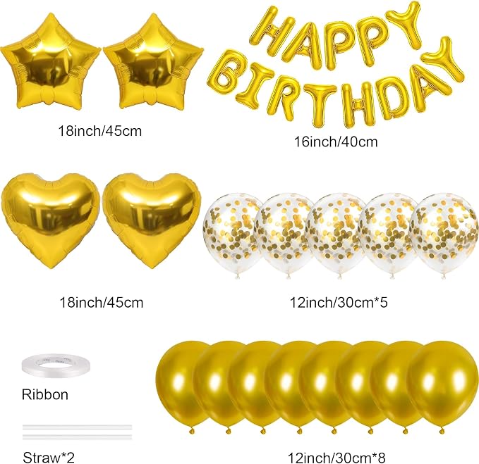 CANREVEL Happy Birthday Banner Decoration + 30pcs Star Balloons, - Image 2