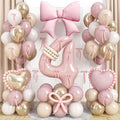 Pink 4 Balloon Number 40 Inch, Dusty Blush Pink Gold Sand White Latex Balloons by Jobkoo
