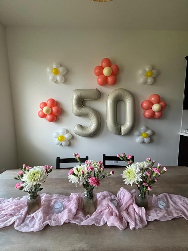 5 Balloon Numbers Party Decorations, 40In Cream Balloons - Image 4