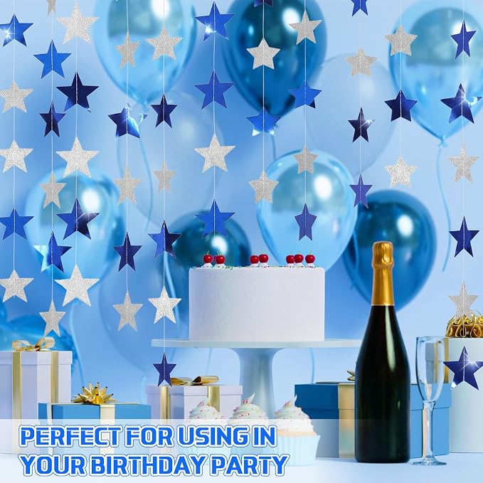 Spakon 65 Feet Glitter Star Shaped Paper Garland Banner Hanging Decoration Star - Image 4