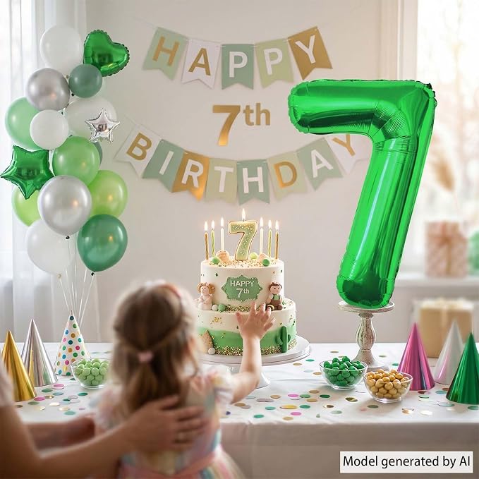 Green Number 7 Balloon 40 Inch, Glossy Foil Numeral - Image 7