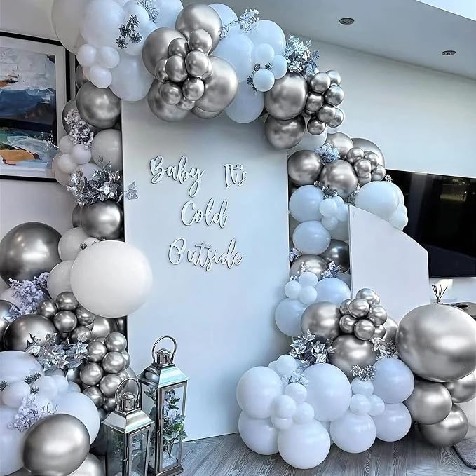 FOTIOMRG 120pcs 5 inch Metallic Silver Balloons | Birthday, Graduation - Image 5