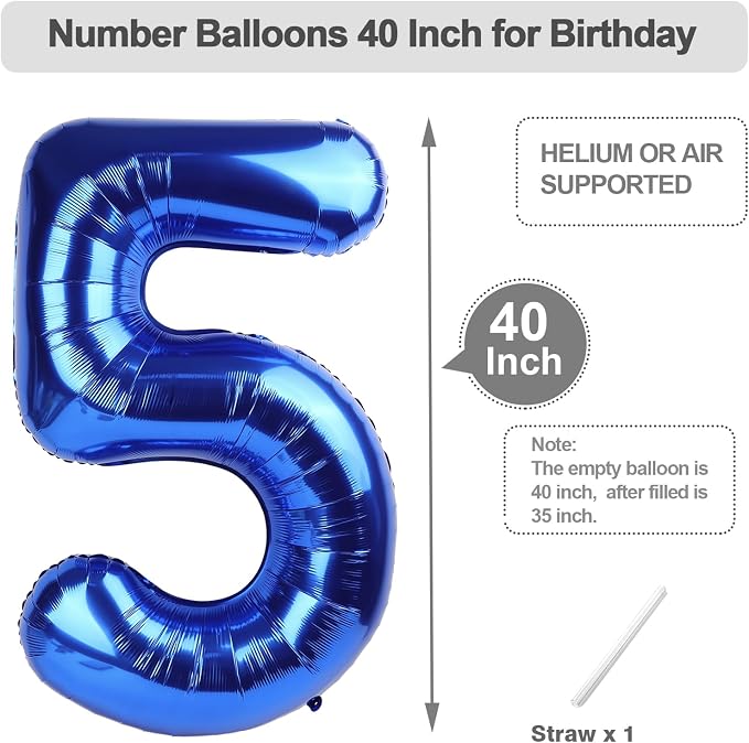 Number Balloons 40 Inch Blue 4 Balloon - Image 5