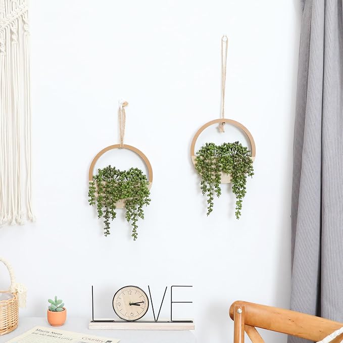 2pcs Artificial Succulents Hanging Plants 20.1'' Fake String of Pearls in Pot - Image 6