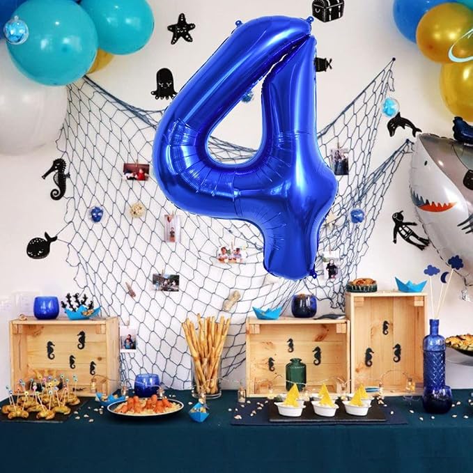 TONIFUL 40 Inch Navy Blue Number 4 Balloons Large Foil 4th Birthday Decor | - Image 3