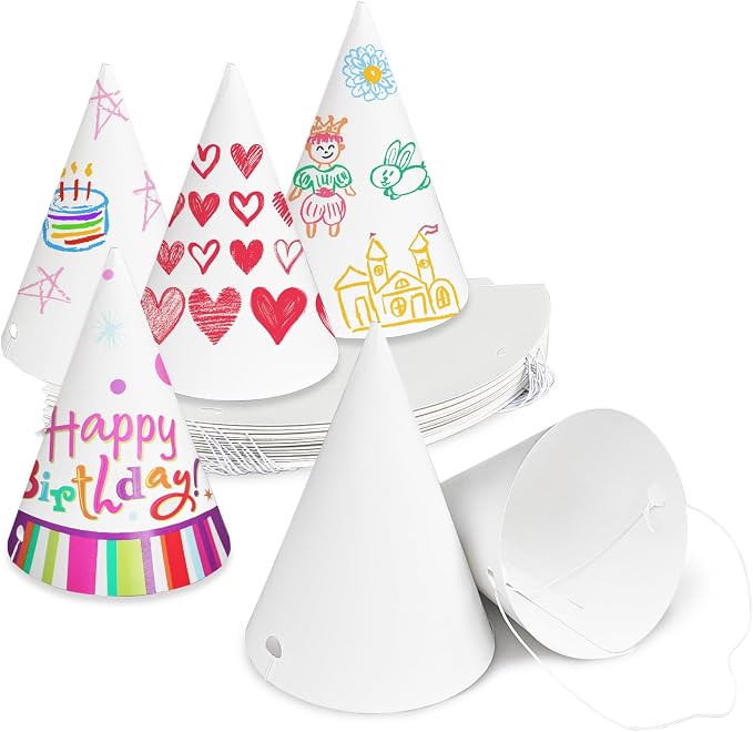 Woozettn 50 Pack White Paper Party Hats by Woozettn