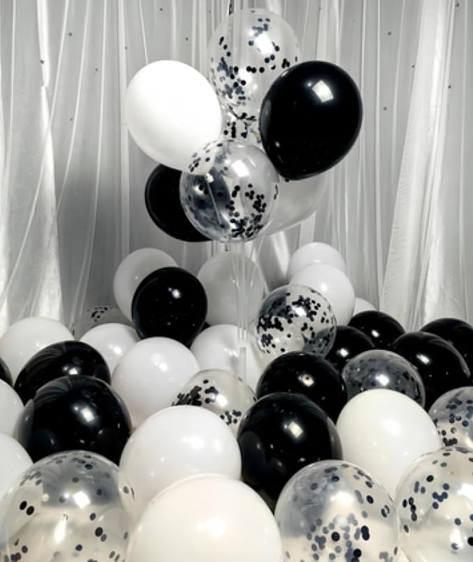 300 Pack Black and White Balloons 12 Inch Black Confetti Balloon - Image 5