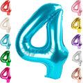 4 Balloon Numbers Birthday Decorations, 40In Light Blue Balloons by Mluchee