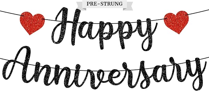 Pre-Strung Happy Anniversary Banner by PerfectOccasion