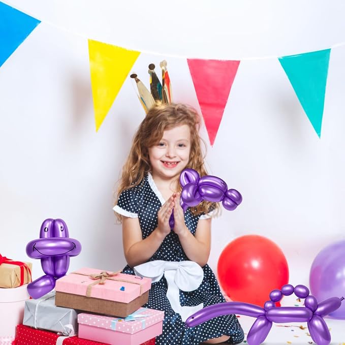 LXZFCRG 260 Long Balloons, Shiny Metallic Latex Twisting Balloon - Image 5