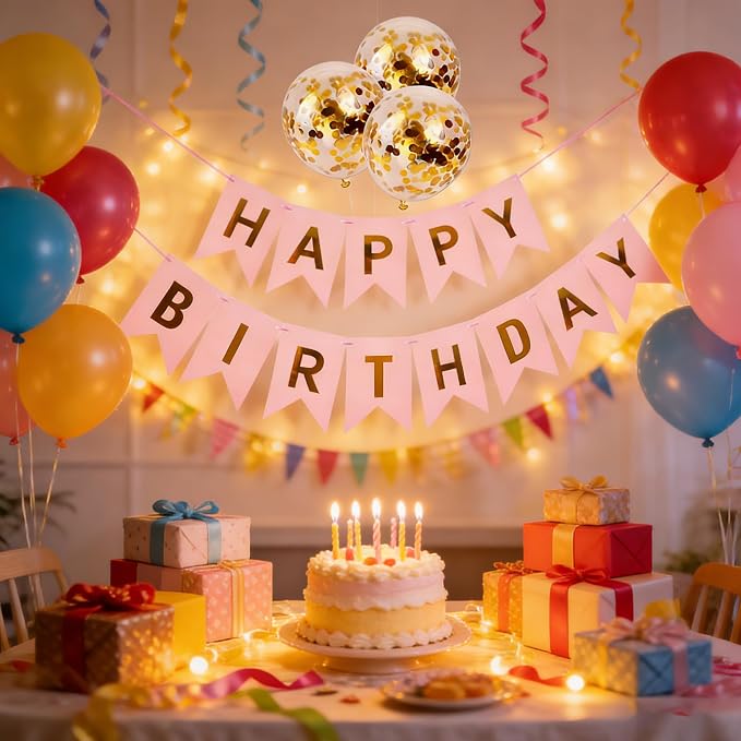 Happy Birthday Banner Sign Bunting Hanging Decorations - Image 4