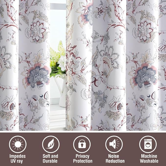 H.VERSAILTEX Blackout Curtains 84 Inch Length 2 Panels Set Floral Print Curtain - Image 7