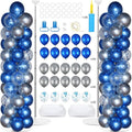2 Sets Navy Blue and Silver Balloon Column Stand Kit by Naozinebi