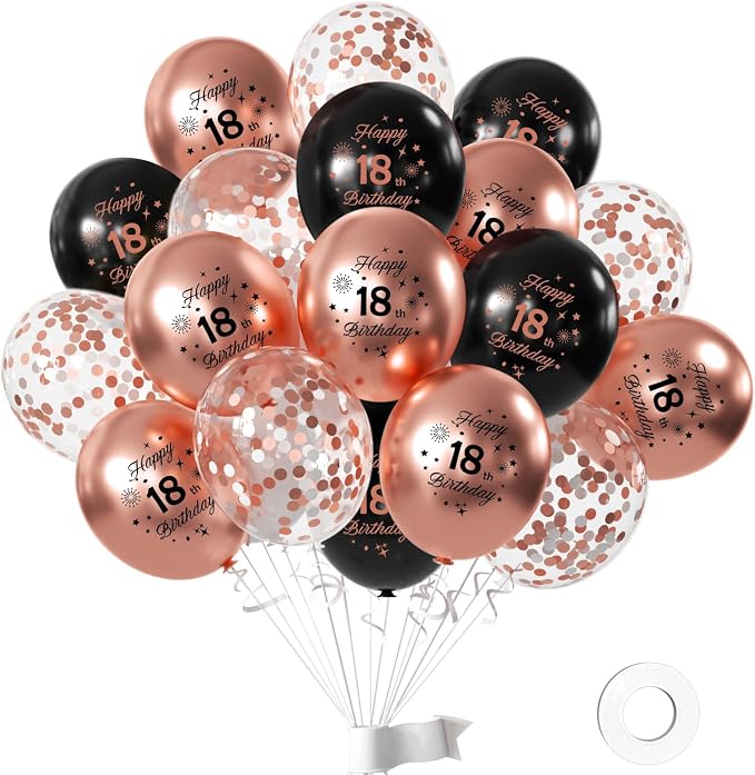 Rose Gold 18th Birthday Balloons by Hongplus