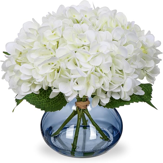 Hollyone White Hydrangea Artificial Flowers by Hollyone