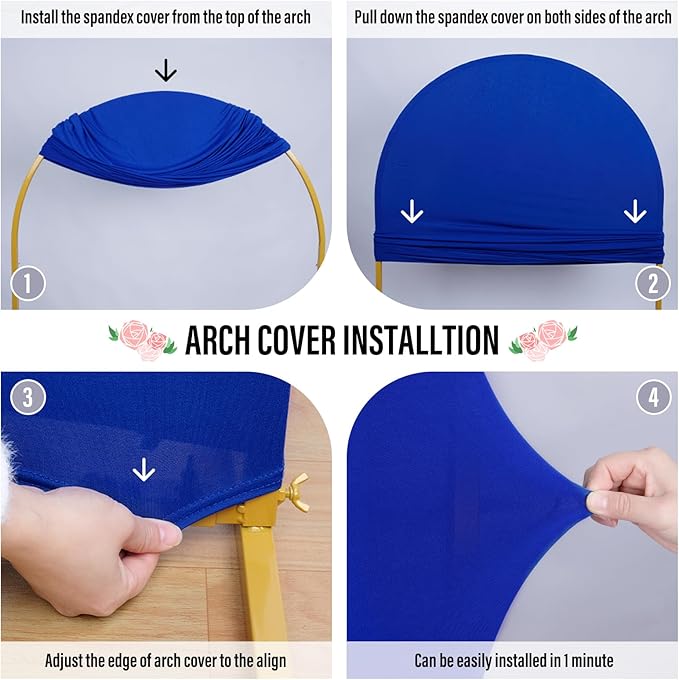 LEBENGURU Upgraded 7.2FT Wedding Arch Cover, Royal Blue Spandex Fitted Arch Backdrop Cover, Round Top Chiara Stand Covers for Birthday Party Baby Shower Banquet Balloon Décor