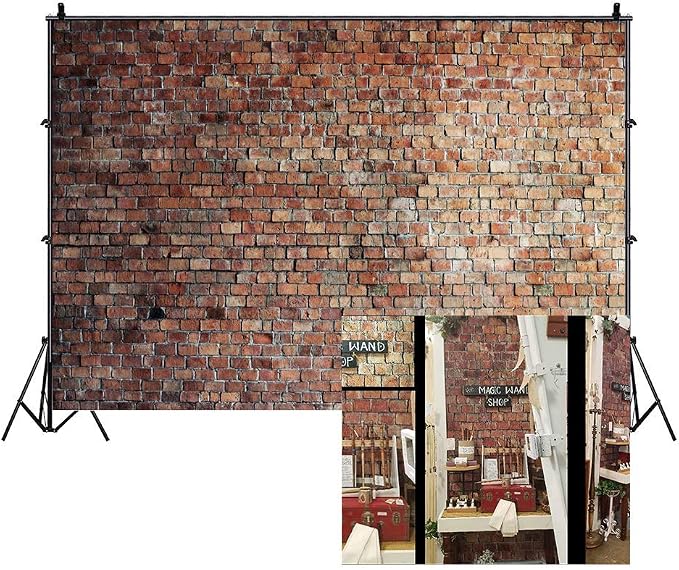 Vintage Red Brick Wall Backdrop by Unknown