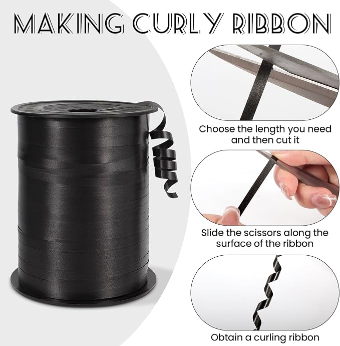 500 Yards Black Curling Ribbon, 1/5 Inch Wide Balloons String Ribbons - Image 3