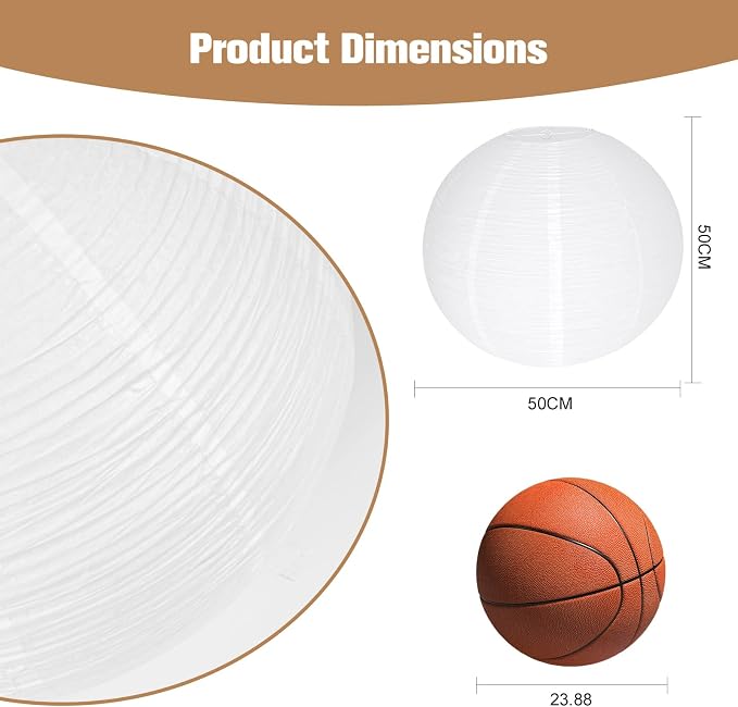 White Paper Lantern Lamp Shade, Home Decoration Ceiling Lampshade, Foldable - Image 6