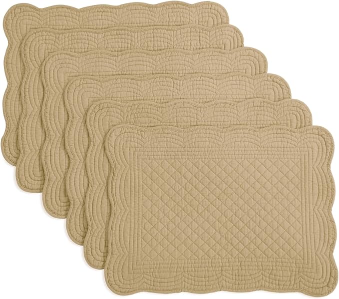 HOMBYS Quilted Placemats Set of 6 Washable-13x18 inches Rectangular Placemats by HOMBYS