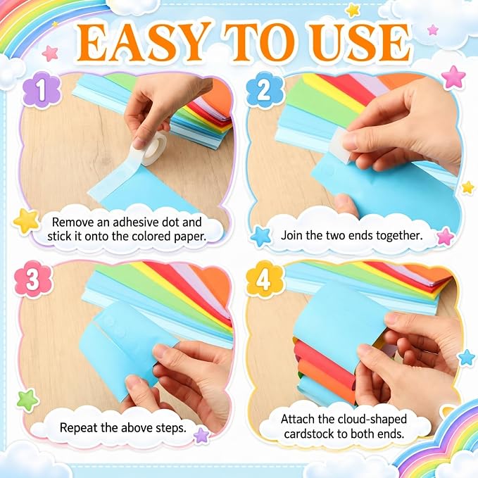 Fanfanwin 241 Pcs Rainbow Ceiling Decoration, 3D Hanging Rainbow Cloud Paper - Image 4
