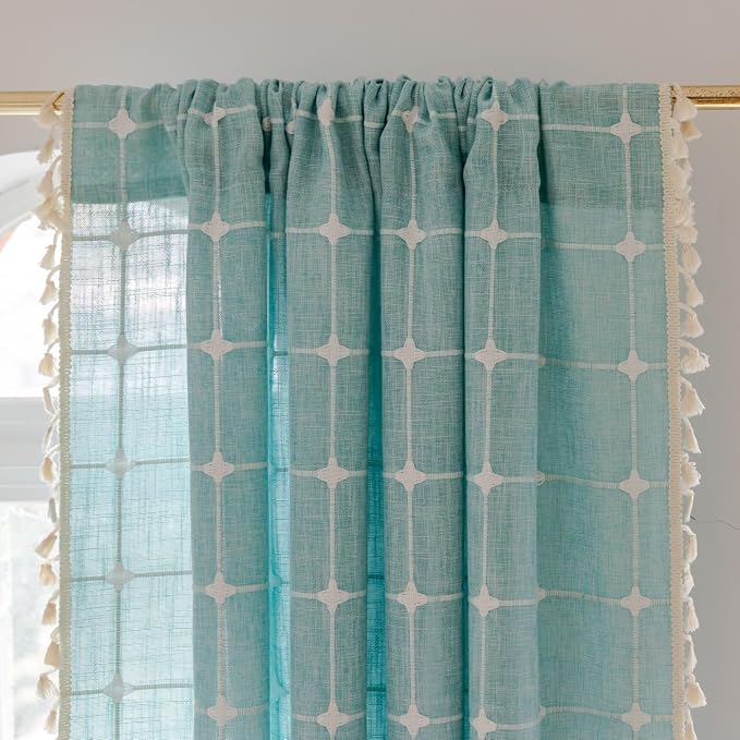 Sutuo Home Boho Curtains for Kitchen Nursery Kid's Room, Bohemian Semi Blackout - Image 3