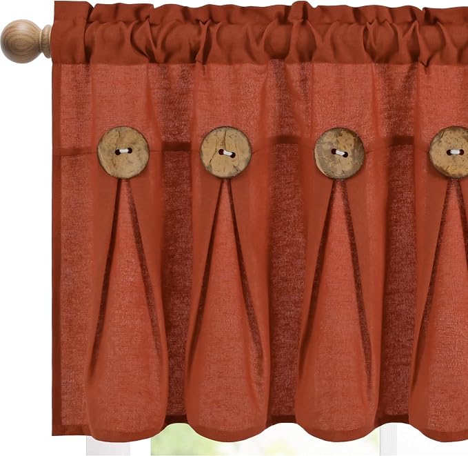 Farmhouse Valance Curtains, Boho Cotton Linen Kitchen Valance, Rod Pocket - Image 2