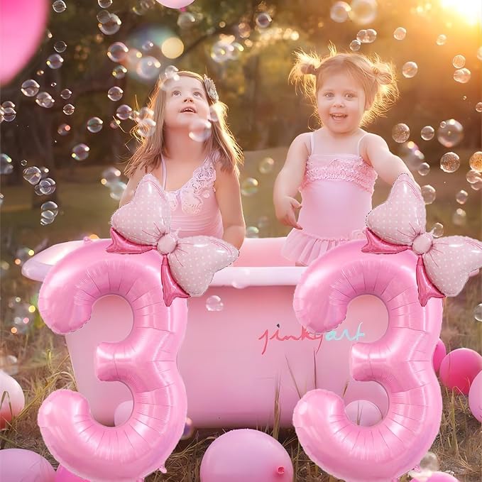 40 inch Number 11 Balloon with Bow Pink Happy Birthday Jumbo Number Balloons - Image 6