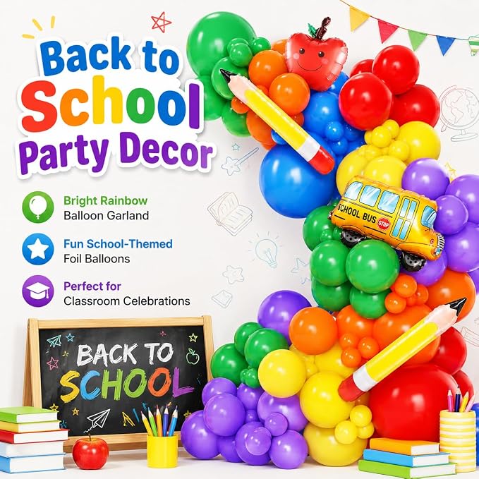 Back to School Decorations, First Day of School Balloon Arch Garland Kit | - Image 4