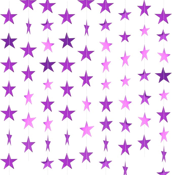 Spakon 65 Feet Glitter Star Paper Garland Banner Hanging Decoration Star by Aranorun